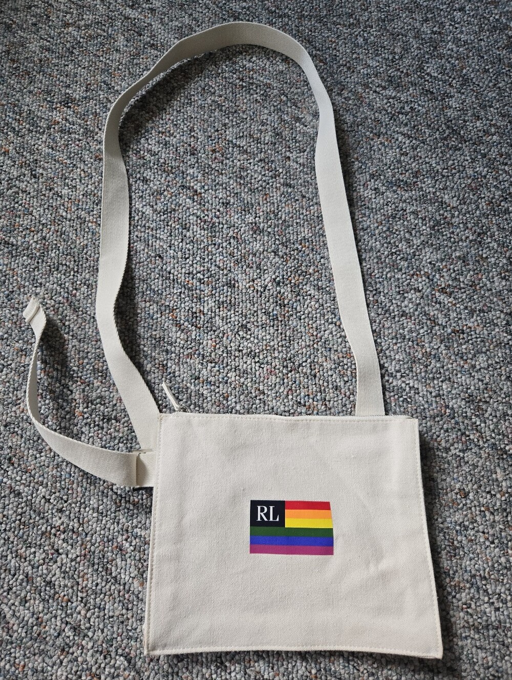Ralph Lauren Pride Crossbody Bag Canvas Cream Rainbow Flag
